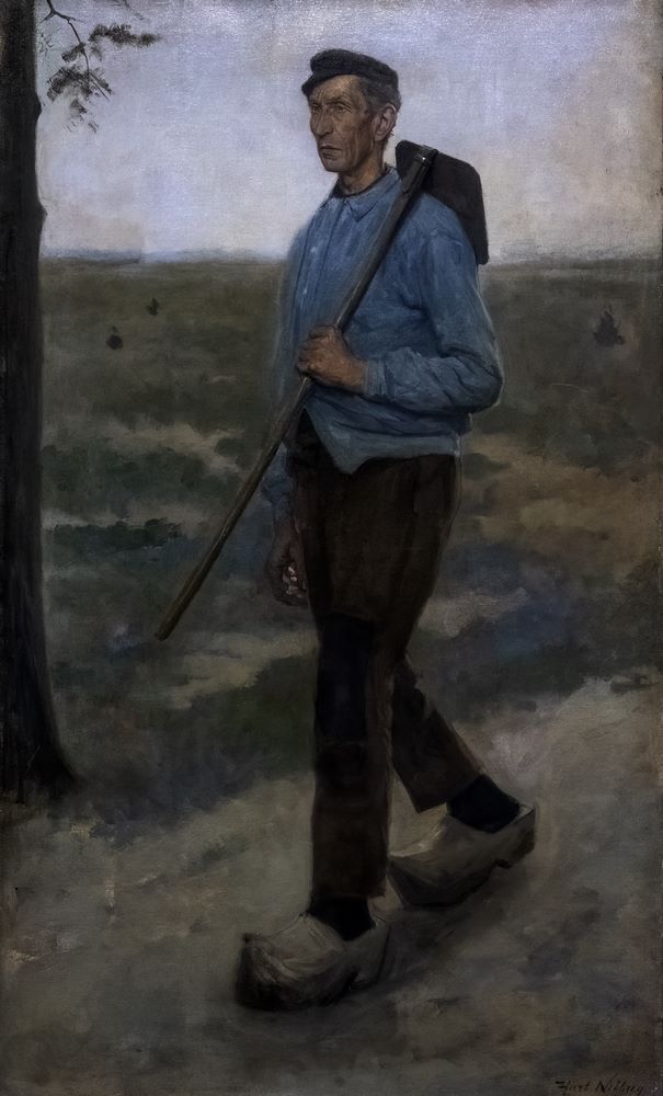 Nibbrig F.H., Boer met plaggenhak, 1890